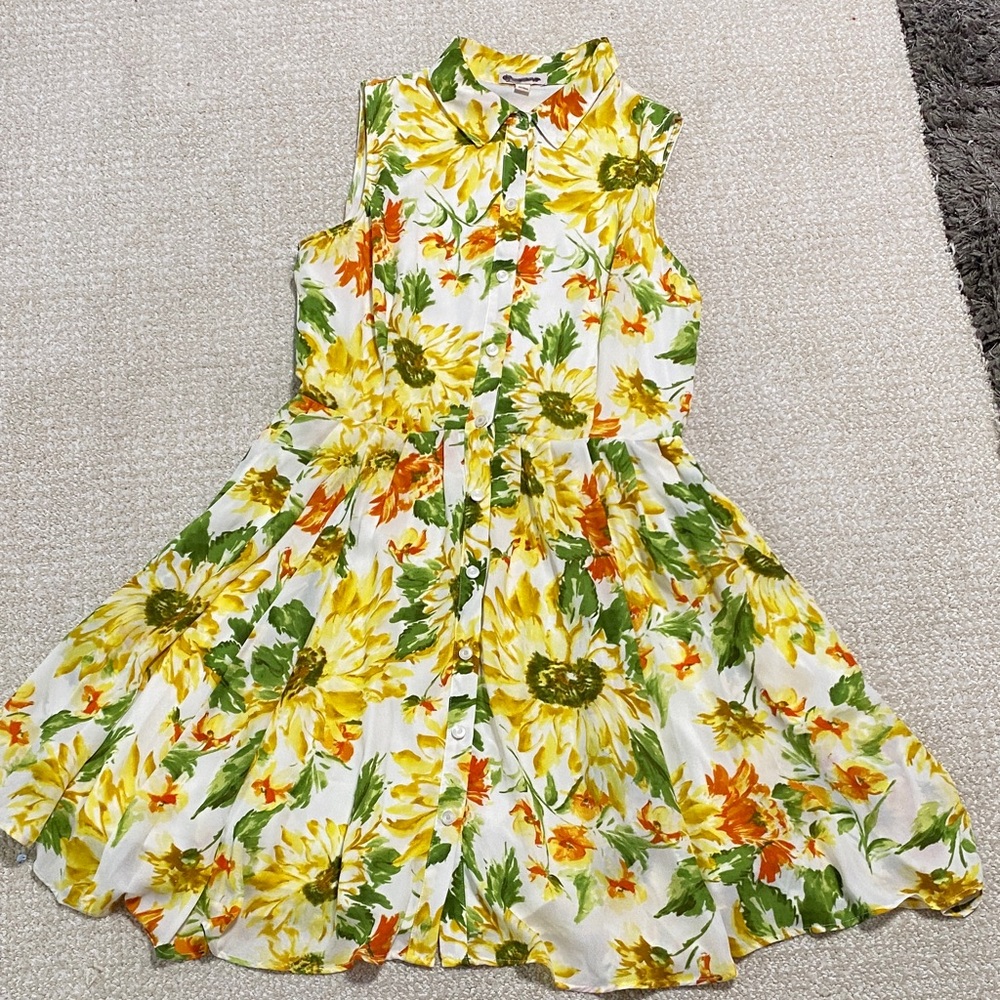 Womens Vintage db Fit & Flare Collared Floral Lined Dress Size 12